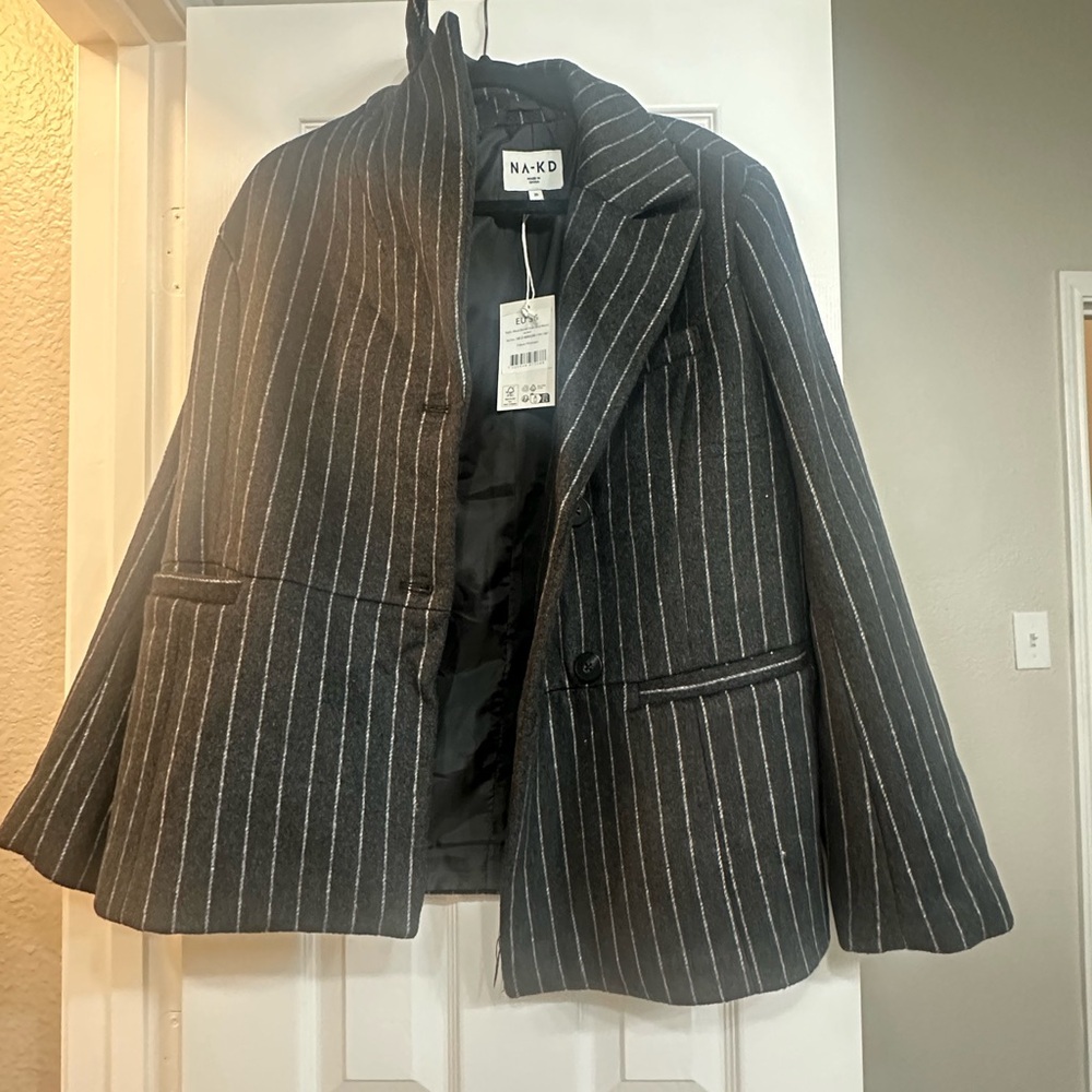 NA-KD Women's Black Pinstripe Blazer